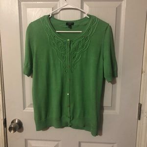 Talbots Green Short Sleeve Button Blouse Large